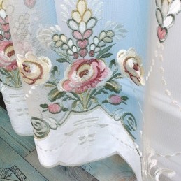 Rideau Transparent Brodé Floral, Rideau Sur Mesure, Élégant Drapé En Tulle Pour Salon