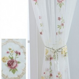 Rideau En Tulle Brodé Européen Sur Mesure, Voile Floral Transparent Pour Salon