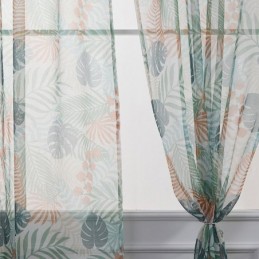 Rideau Imprimé Feuilles Sur Mesure En Tulle Transparent Pour Salon Et Chambre À Coucher