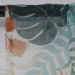 Rideau Imprimé Feuilles Sur Mesure En Tulle Transparent Pour Salon Et Chambre À Coucher