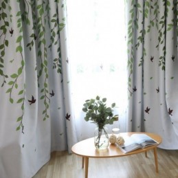 Rideau Sur Mesure Rideau Motif Feuilles Fraîches Fenêtre