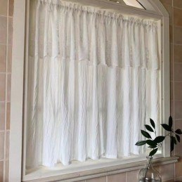 Rideau Court En Tulle Blanc Sur Mesure, Voile Transparent Uni Pour Salon