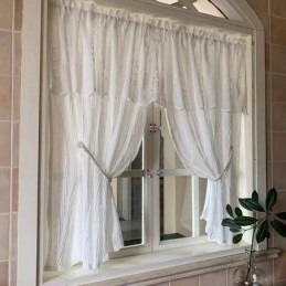 Rideau Court En Tulle Blanc Sur Mesure, Voile Transparent Uni Pour Salon