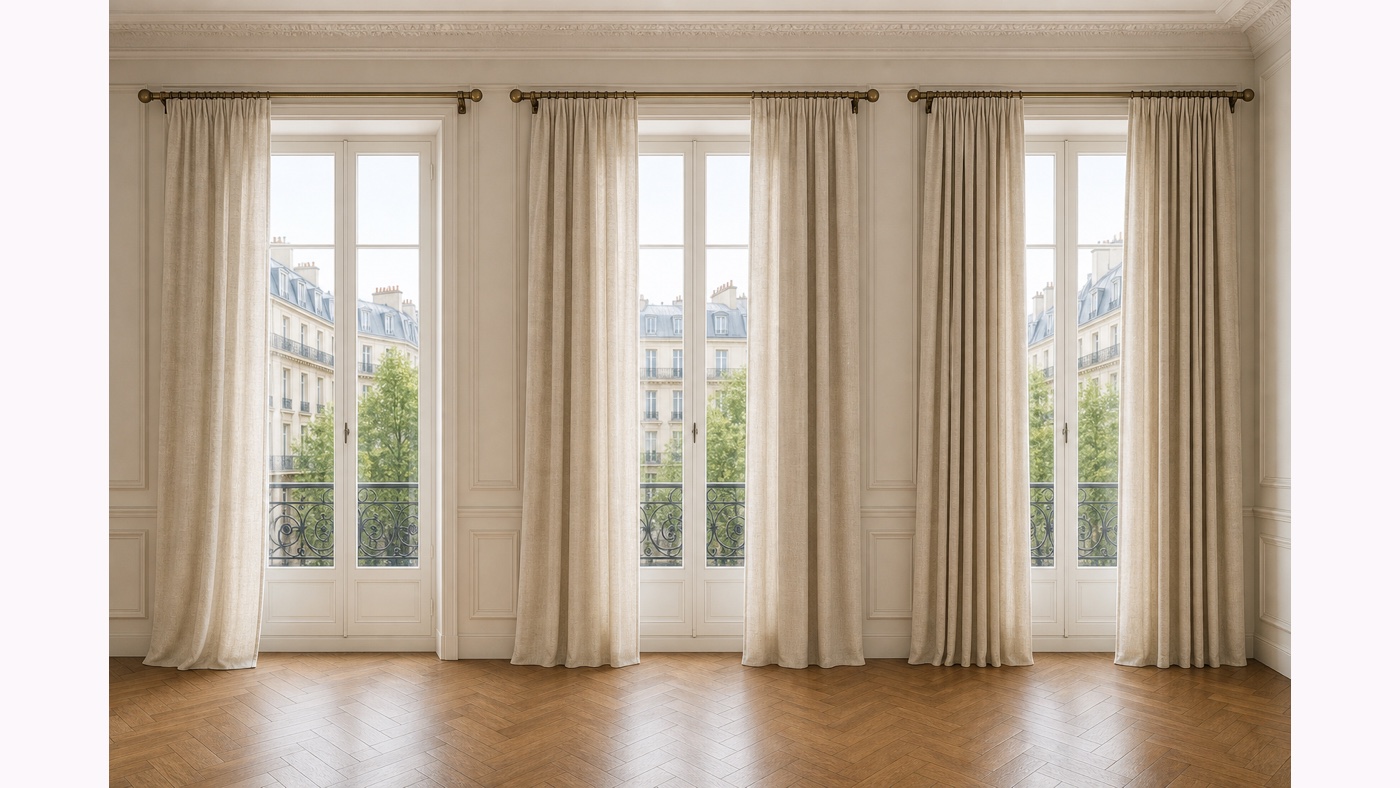 Comparaison de panneaux uniques, paires et ampleurs de rideaux